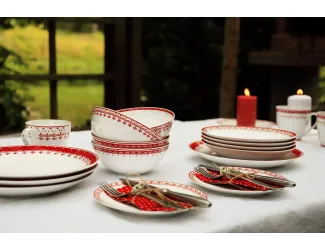 Набор тарелок Leander Hyggelyne 12 предметов красный 71160120-327D