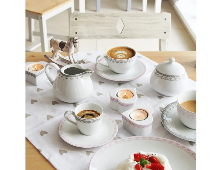 Набор чайных пар на 4 персоны 8 предметов Leander Hyggelyne серый 71150425-327C