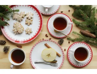 Чайный сервиз на 4 персоны 11 предметов Leander Hyggelyne красный 71160717-327D