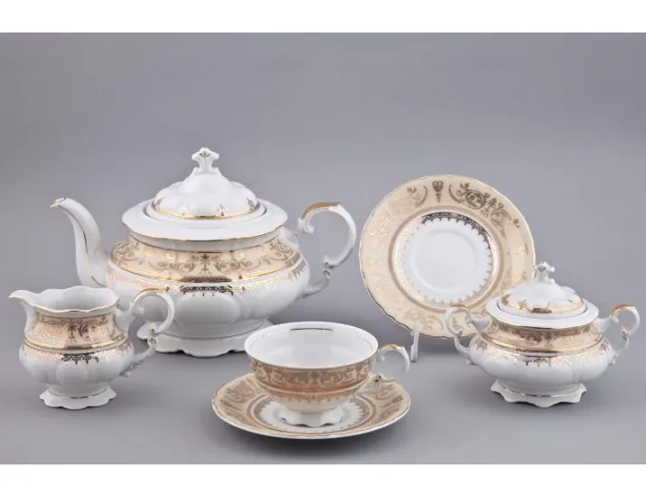 Сервиз чайный Rudolf Kampf Национальные традиции 15 предметов 6 персон, декор 238C, жёлтый