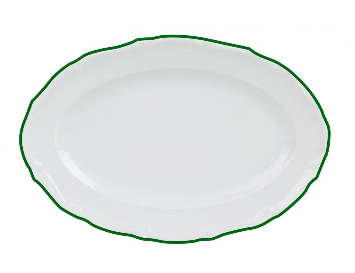 Блюдо овальное 27см Porland Maria зелёный кант
