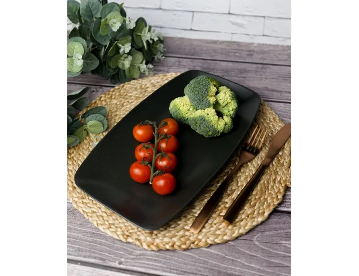 Тарелка прямоугольная 31*18 см Porland Seasons Black чёрный