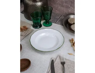 Тарелка глубокая 22 см Porland Maria зелёный кант