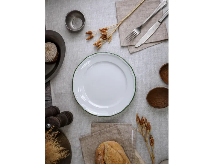 Тарелка мелкая 23см Porland Maria зелёный кант