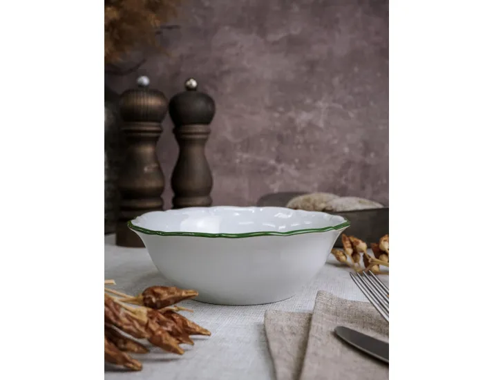 Салатник 15см Porland Maria зелёный кант