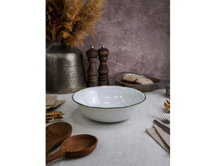 Салатник 23 см Porland Maria зелёный кант