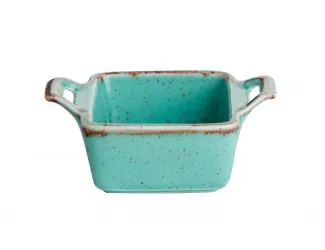 Соусник квадратный с 2-мя ручками 7х10 см h 4.2 см Porland Seasons Turquoise бирюзовый