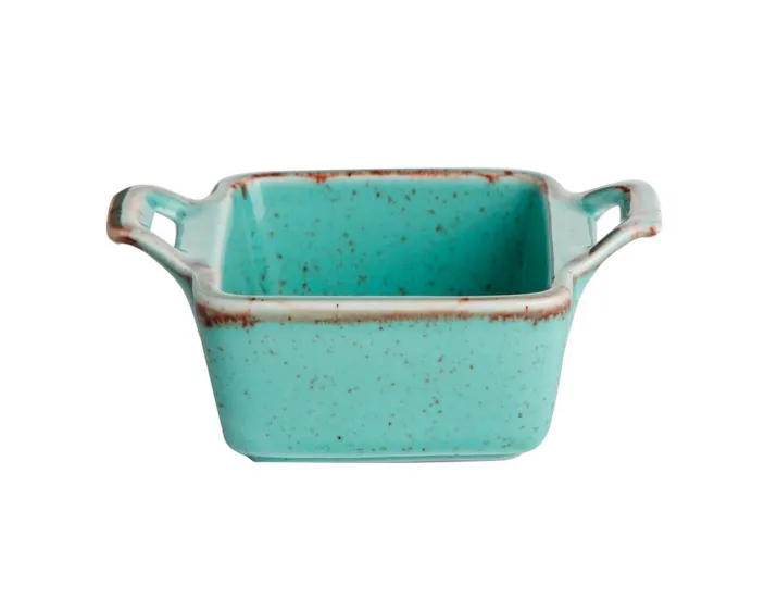 Соусник квадратный с 2-мя ручками 7х10 см h 4.2 см Porland Seasons Turquoise бирюзовый
