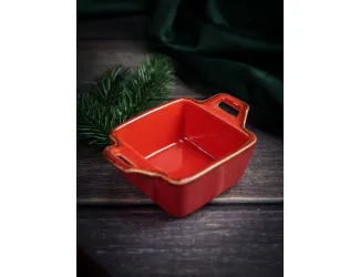 Соусник квадратный с 2-мя ручками 7х10 см h 4.2 см Porland Seasons Red красный