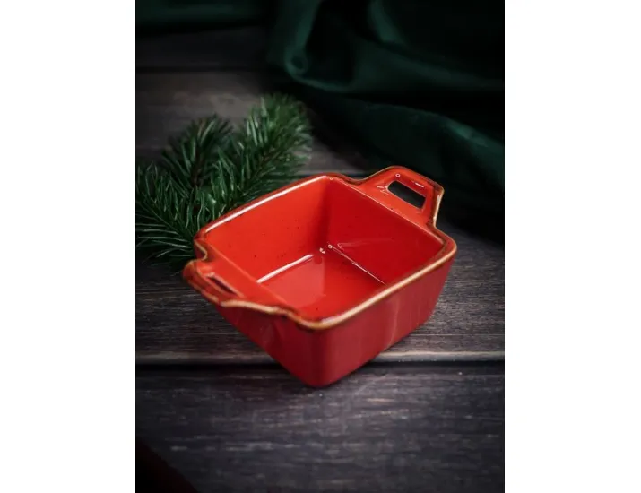Соусник квадратный с 2-мя ручками 7х10 см h 4.2 см Porland Seasons Red красный