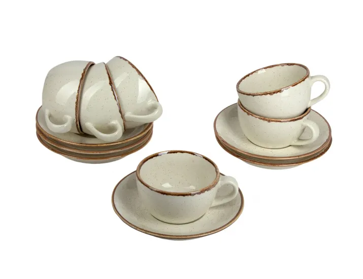 Набор чайных пар на 6 персон 12 предметов 250мл Porland Seasons Beige бежевый