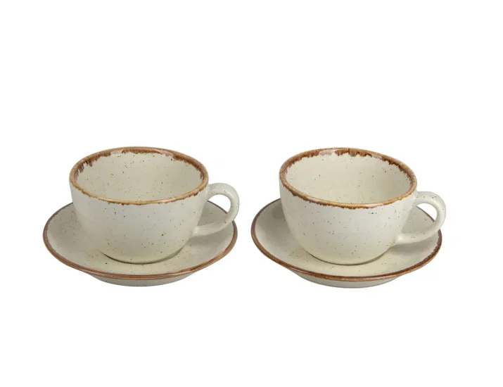 Набор чайных пар на 2 персоны 4 предмета 340мл Porland Seasons Beige бежевый