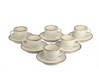 Набор кофейных пар на 6 персон 12 предметов 80мл Porland Seasons Beige бежевый
