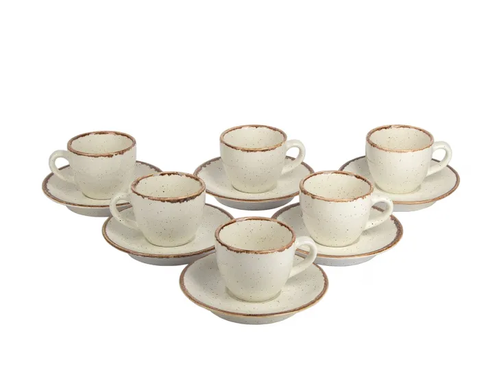 Набор кофейных пар на 6 персон 12 предметов 80мл Porland Seasons Beige бежевый