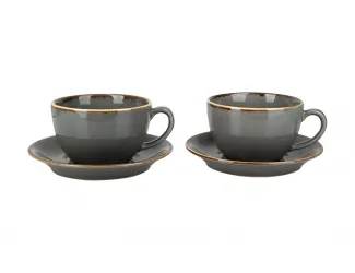 Набор чайных пар на 2 персоны 4 предмета Porland Seasons Dark Grey тёмно-серый
