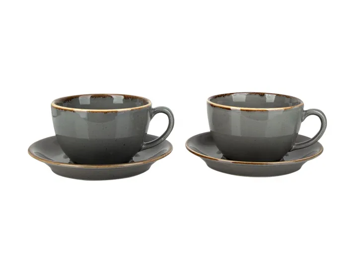 Набор чайных пар на 2 персоны 4 предмета Porland Seasons Dark Grey тёмно-серый