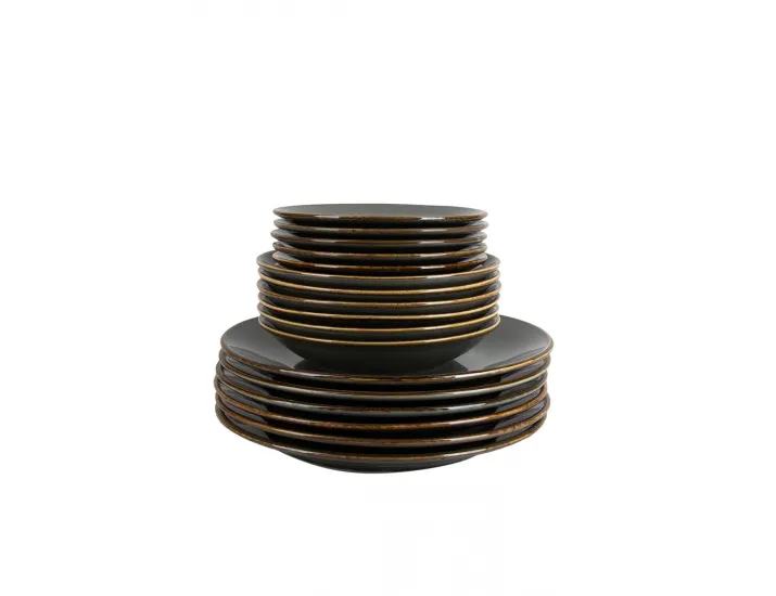 Сервиз столовый Сизонс, 18 предметов Porland Seasons Dark Grey тёмно-серый