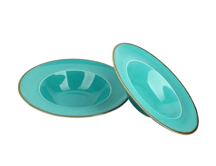 Набор тарелок глубоких для пасты 2шт 25см 500мл Porland Seasons Turquoise бирюзовый