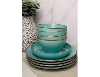 Набор столовой посуды 9 предметов Porland Seasons Turquoise бирюзовый