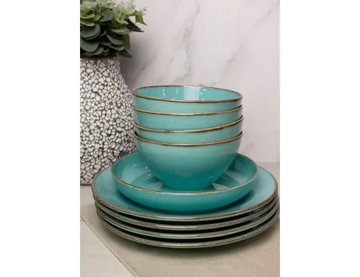 Набор столовой посуды 9 предметов Porland Seasons Turquoise бирюзовый