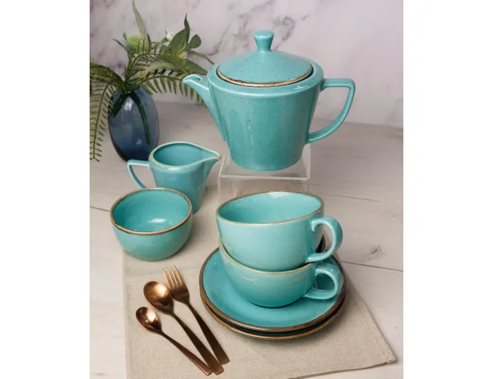 Чайный сервиз на 2 персоны 6 предметов Porland Seasons Turquoise бирюзовый