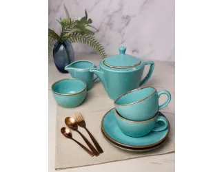Чайный сервиз на 2 персоны 7 предметов Porland Seasons Turquoise бирюзовый