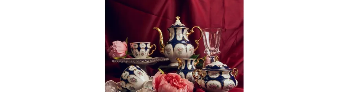 Розовый цветок кобальт декор 0419 Leander Чехия