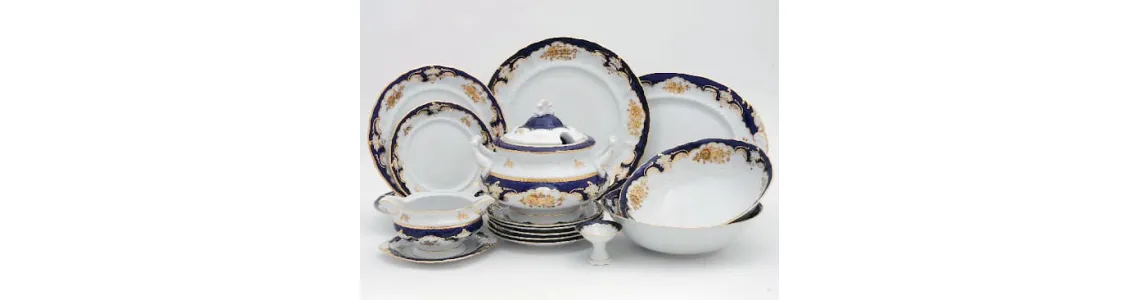 Золотая роза кобальт декор 1457 Leander Чехия