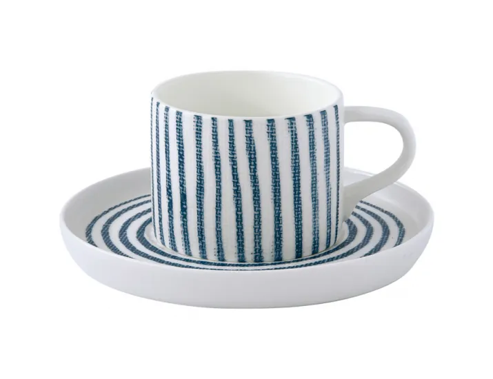 Чашка с блюдцем (белый с синими полосками) Easy Life (R2S) Бриз без инд.упаковки