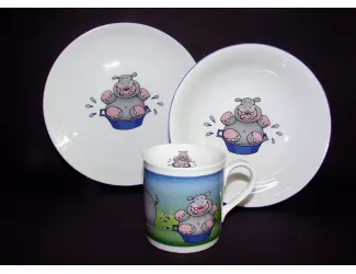 Набор детский 3 предмета Бегемотик Leander 02130112-237C