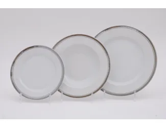 Набор тарелок 18 предметов Leander Сабина Отводка платина, декор 0011