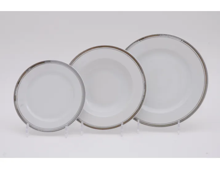 Набор тарелок 18 предметов Leander Сабина Отводка платина, декор 0011