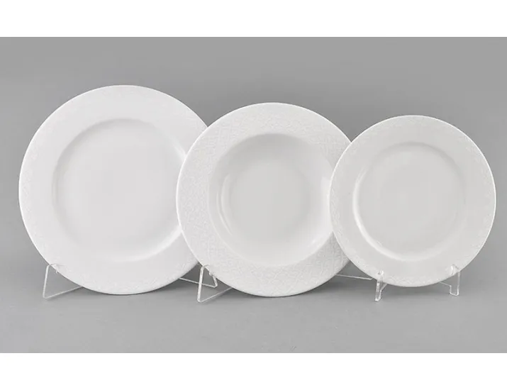 Набор тарелок 18 предметов Leander Сабина Белая сетка