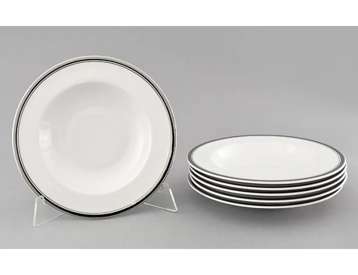 Набор тарелок глубоких 6шт 23см Leander Сабина Отводка платина декор 0011