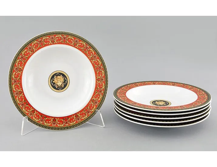 Набор тарелок глубоких 6шт 23см Leander Сабина Красна лента (Версаче) декор B979