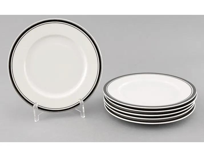 Набор тарелок десертных 6 шт 17см Leander Сабина Отводка платина декор 0011