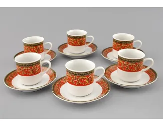 Набор кофейных пар на 6 персон 12 предметов 0,10л Leander Сабина Красна лента декор 0979 02160413-0979