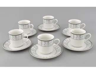 Набор кофейных пар 6шт 0,15л Leander Сабина Серый орнамент декор 1013 02160414-1013