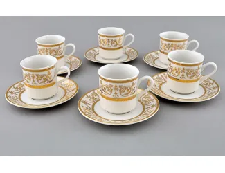 Набор кофейных пар на 6 персон 12 предметов 0,15л Leander Сабина Золотой орнамент декор 1373 02160414-1373
