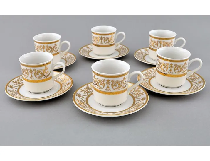 Набор кофейных пар на 6 персон 12 предметов 0,15л Leander Сабина Золотой орнамент декор 1373 02160414-1373