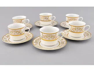 Набор чайных пар на 6 персон 12 предметов 0,20л Leander Сабина Золотой орнамент декор 1373