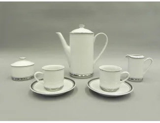 Сервиз кофейный мокко 15 предметов 6 персон Leander Сабина Отводка платина декор 0011