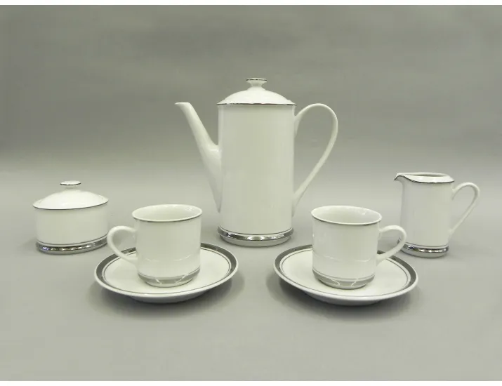 Сервиз кофейный мокко 15 предметов 6 персон Leander Сабина Отводка платина декор 0011
