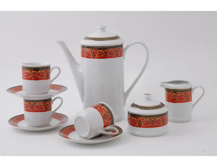 Сервиз кофейный 15 предметов 6 персон 0,15л Leander Сабина Красна лента декор 0979 02160714-0979