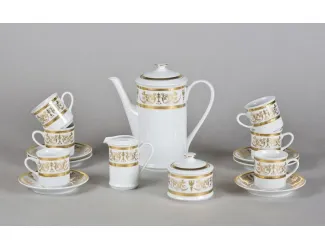 Сервиз кофейный 15 предметов 6 персон 0,15л Leander Сабина Золотой орнамент декор 1373