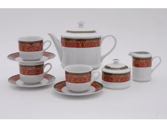 Сервиз чайный 15 предметов 6 персон Leander Сабина Красна лента декор 0979 02160725-0979