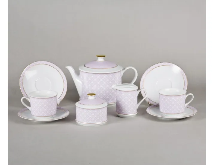 Сервиз чайный 15 предметов 6 персон Leander Сабина Лиловое плетение 02160725-243A