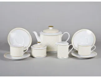 Сервиз чайный 15 предметов 6 персон Leander Сабина Бежевое плетение 02160725-243D