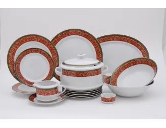 Столовый сервиз на 12 персон 43 предмета Leander Сабина, Красная лента 0979
