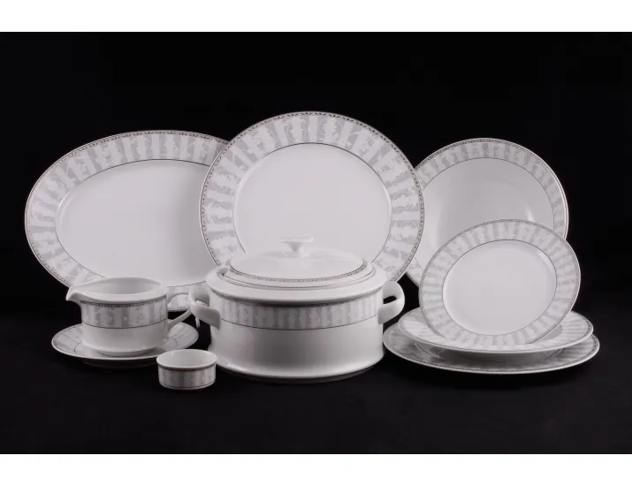 Сервиз столовый 43 предмета 12 персон Leander Сабина Серый орнамент 1013